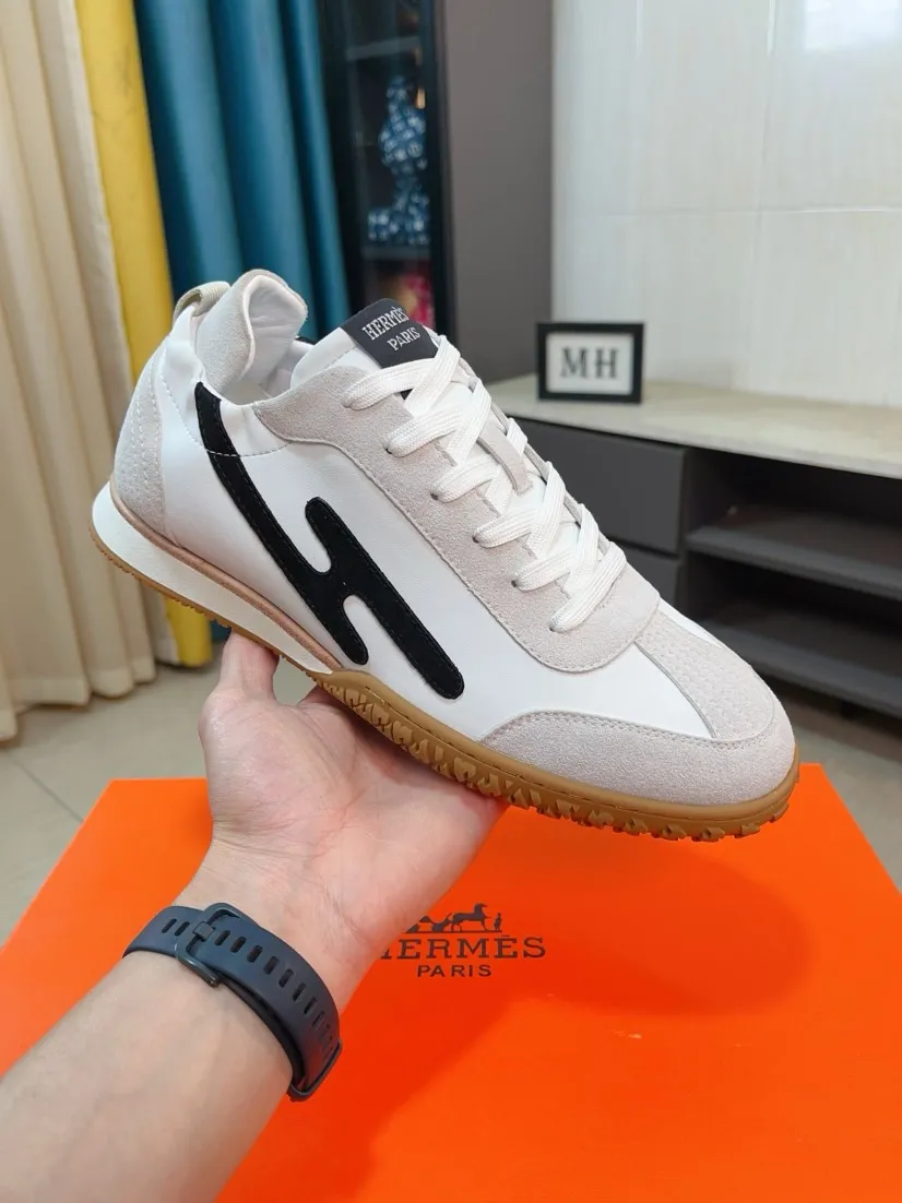 Men's shoes 💰480🌸🌸[HERMES] Hermès sneakers, the upper is made of calfskin and suede, imported materials, full of texture, the lightweight sole is decorated with contrasting patterns, creating a versatile fashion style. Size: 38-44, 45 customized